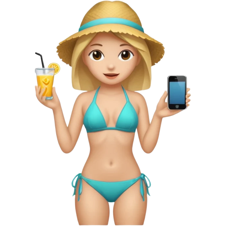 a girl wearing a bikini and showing her Uber things emoji