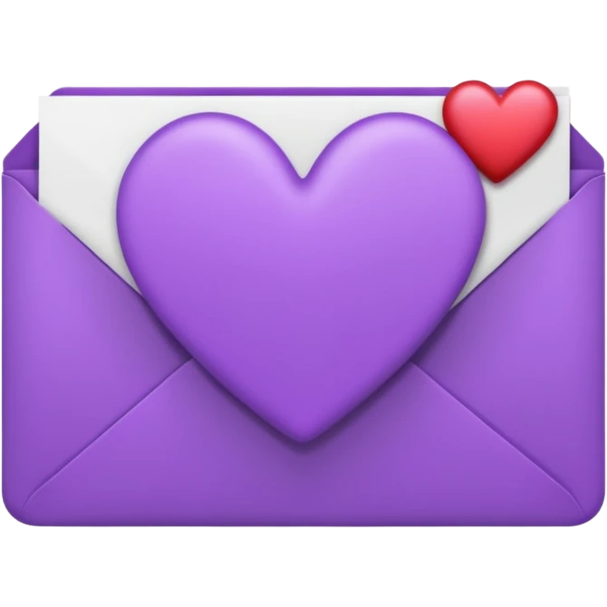 IOS's love letter emoji but with a purple heart instead of a red heart emoji