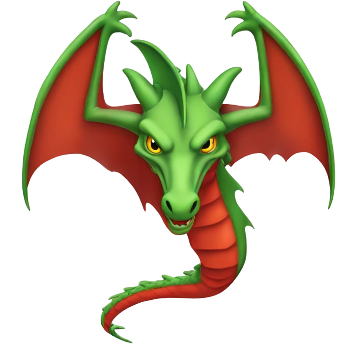 the head of a graoully dragon, green body and red back and green / yellow wings emoji