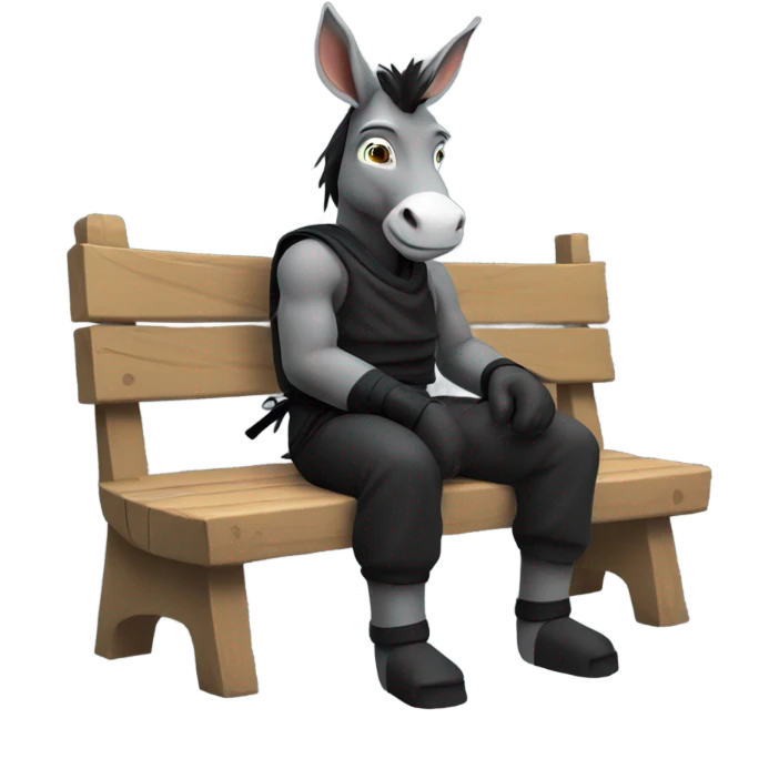 Ninja donkey sitting on bench emoji