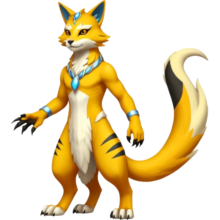 Matias-Koraidon-Renamon-Zeraora-Bastet-Fakémon-fusion-creature, full body emoji