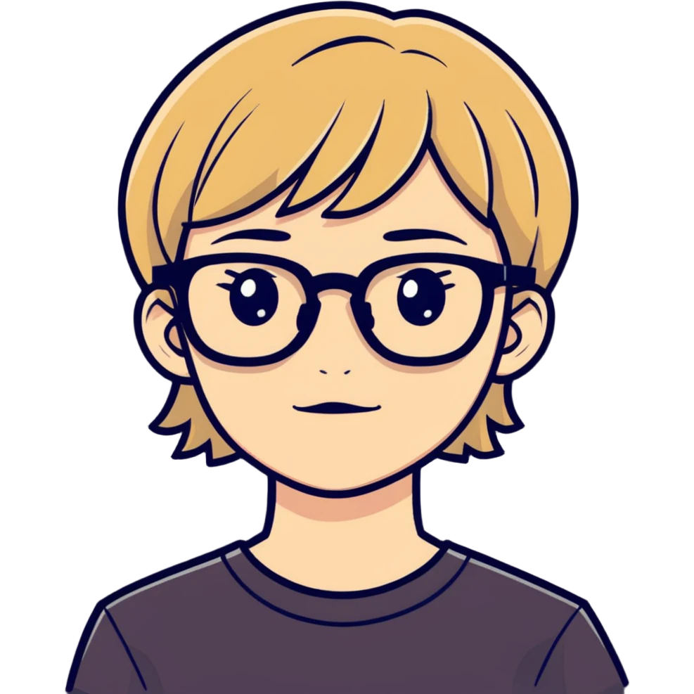 Angry fussy short dark blonde hair with glasses face emoji