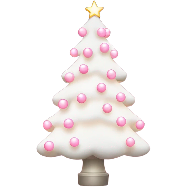 White Christmas tree with pink lights and pink little ornament balls emoji