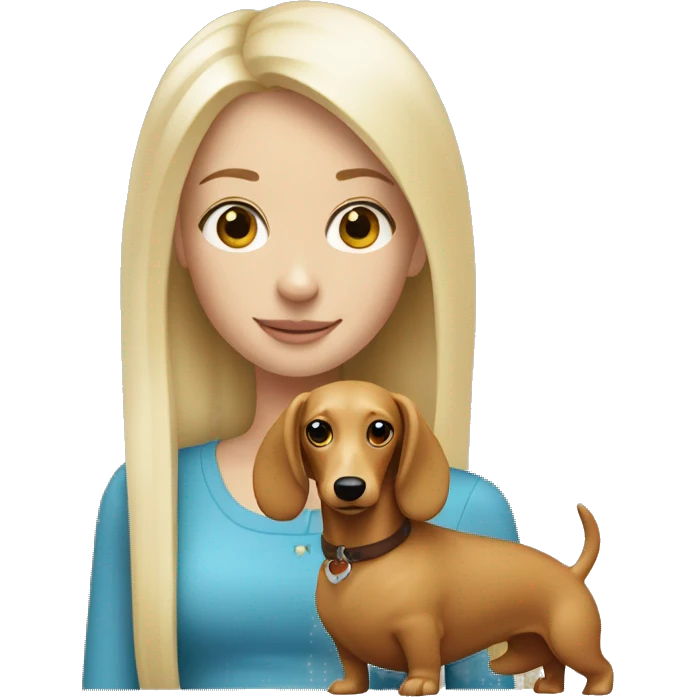white blonde girl with blonde long haired sausage dog emoji