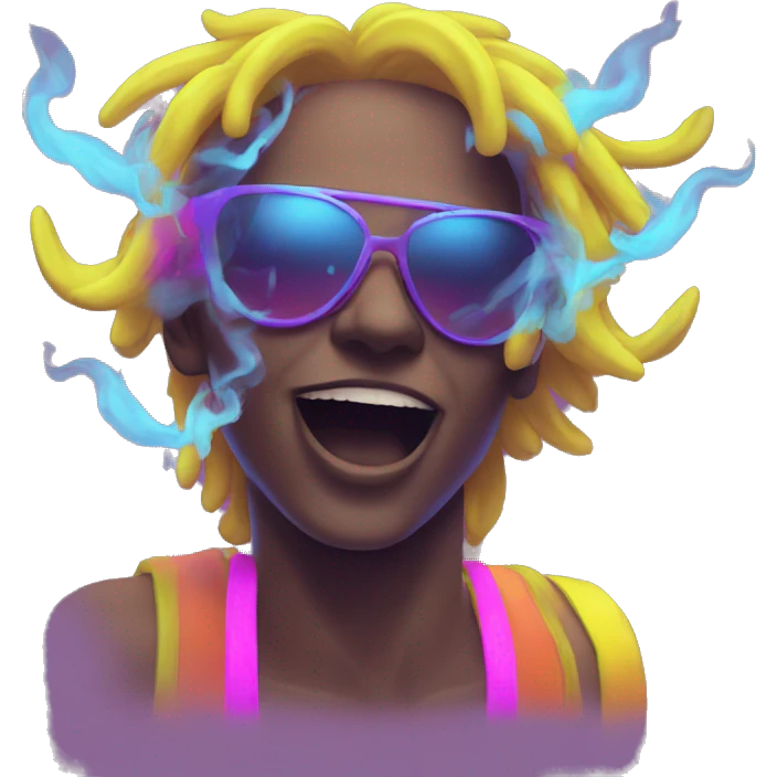 Rave party dancing neon smoking emoji