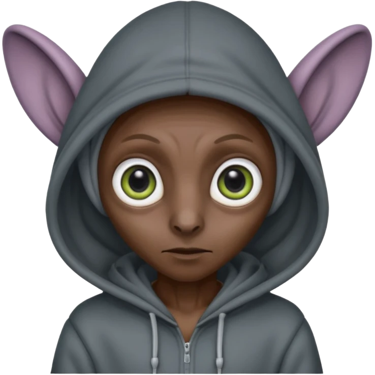 Aliens Dark gray, hoodie, long big ears emoji