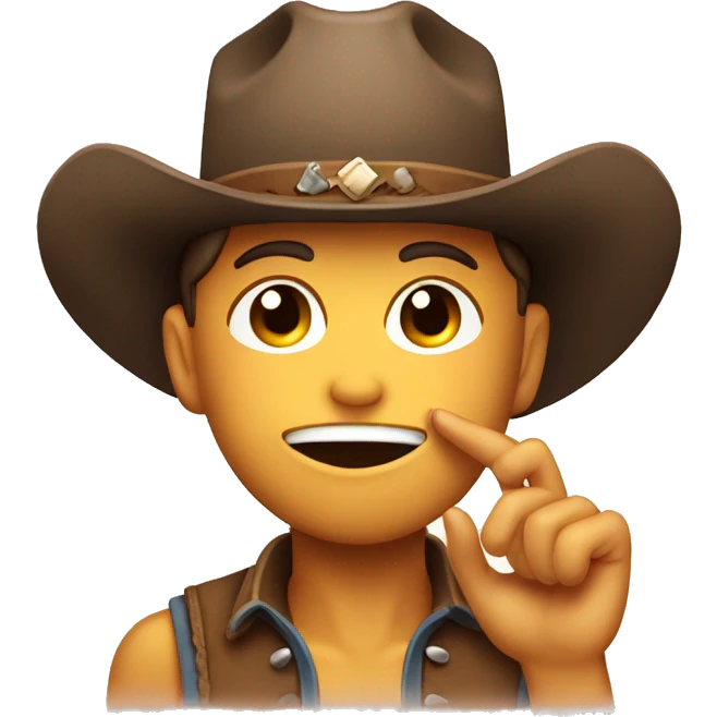 Blushing with hand over mouth and a cowboy hat cute  emoji