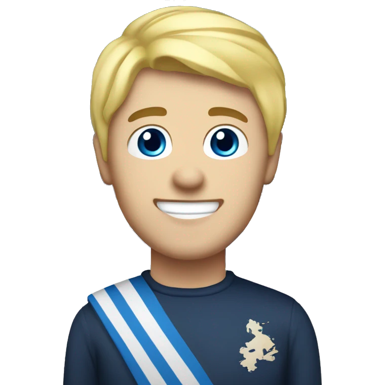 Male with blonde hair and blue eyes waving hand smiling with a Scotland flag 🏴󠁧󠁢󠁳󠁣󠁴󠁿  emoji