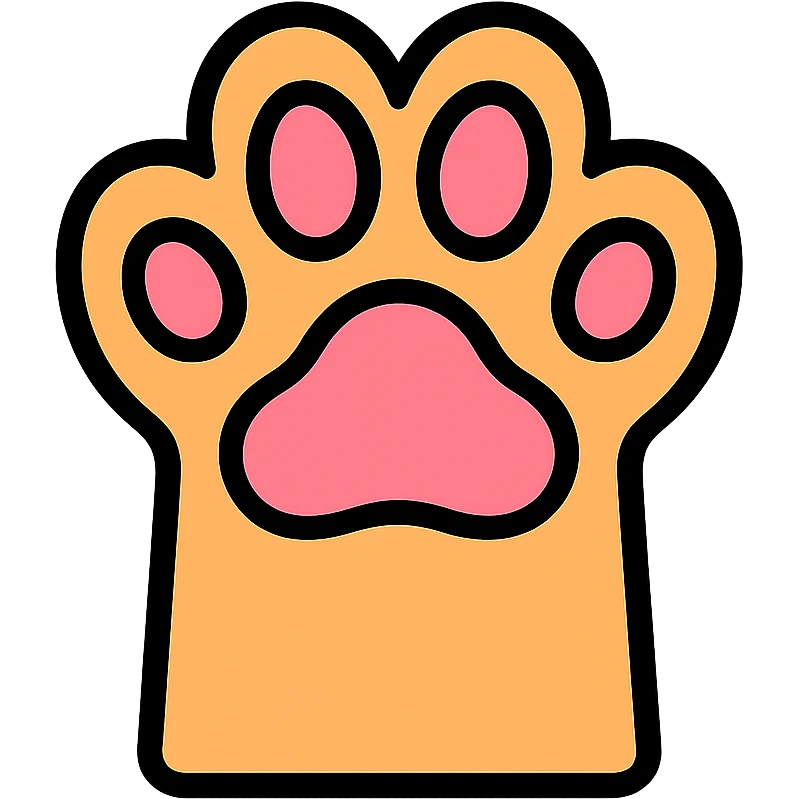 Cat paw with pink paw pads, cute feline paw with visible soft pink pads underneath emoji