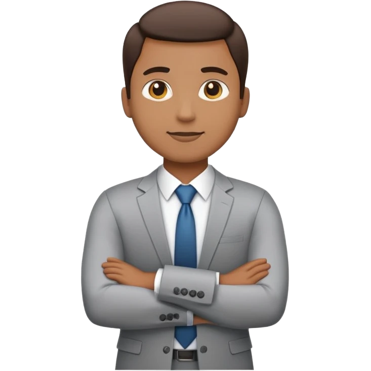 3/4 rear view of person in office attire, standing straight, arms relaxed, simple and smooth emoji design, white background emoji