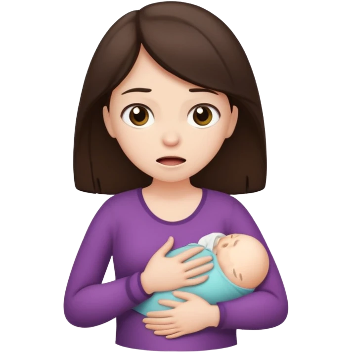  a brunette girl suffering from menstrual cramps emoji