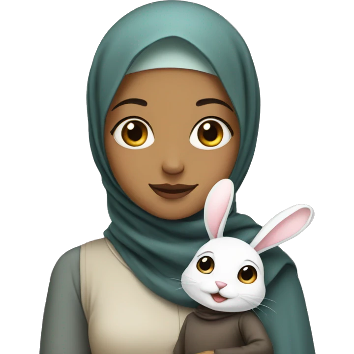 Girl with hijab and a bunny emoji