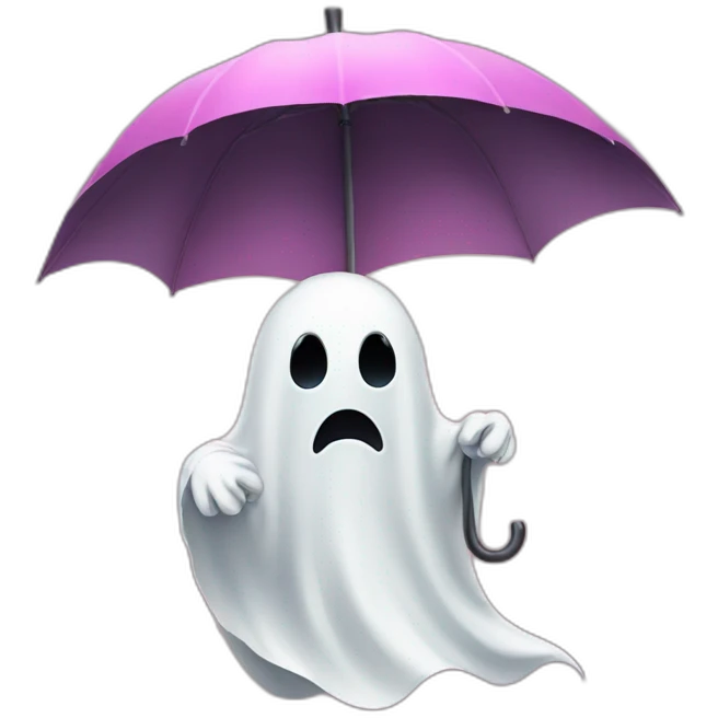sad halloween ghost with a pink umbrella emoji