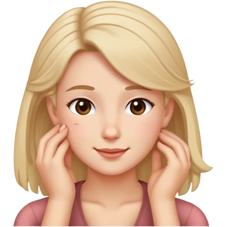 Blushing smirking emoji with hand tucking hair emoji