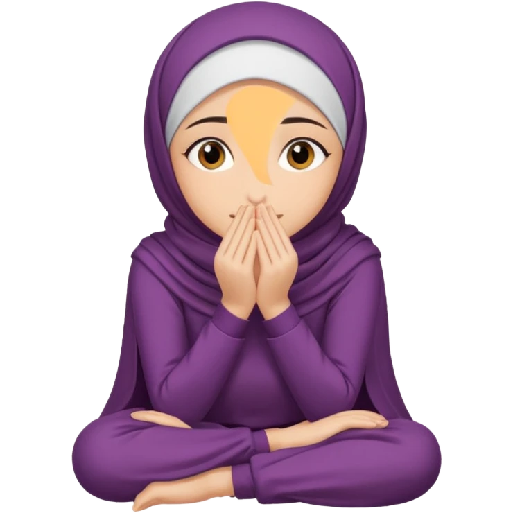 Hijabi girl sitting and hiding her face from her hands emoji