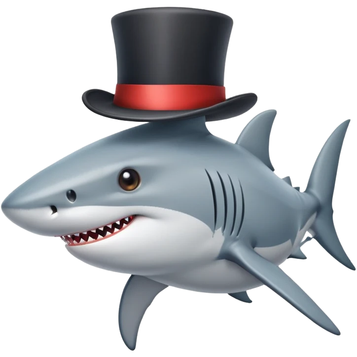 Shark with a top hat emoji