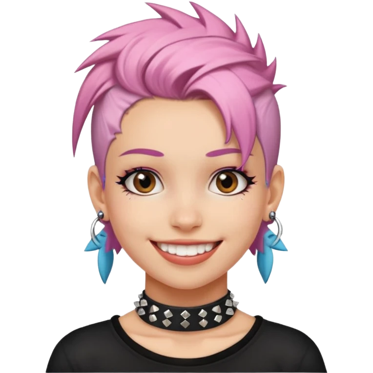 Skater punk girl mugshot smiling emoji