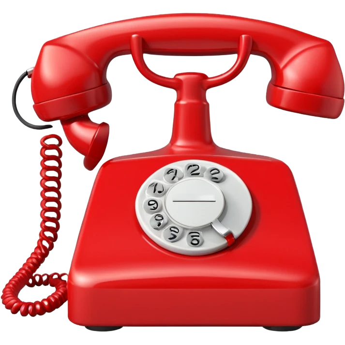 red analog telephone, glossy finish, bright saturated red, smooth curves, minimal details, clean and shiny
 emoji