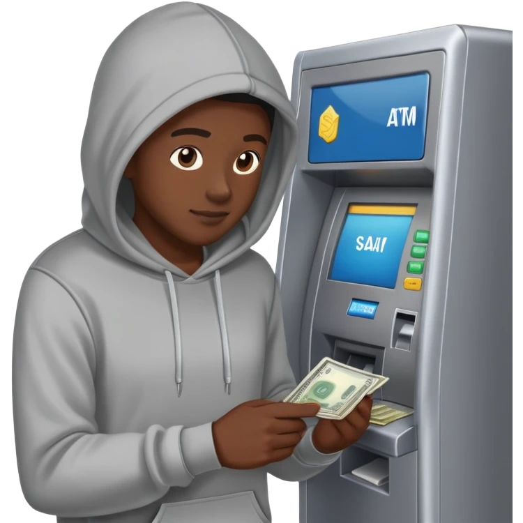 scammer withdrawing money from ATM emoji