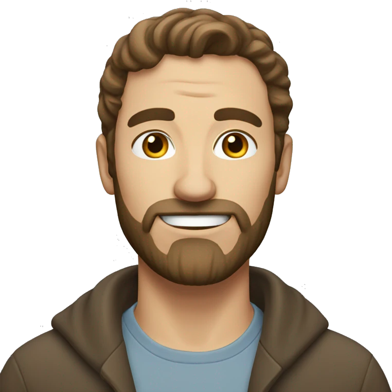 An Caucasian man, with brown hair, beard but no moustache emoji
