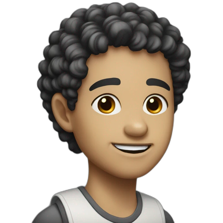 Young cobbler, white skin, black curly short hair, black eyes emoji