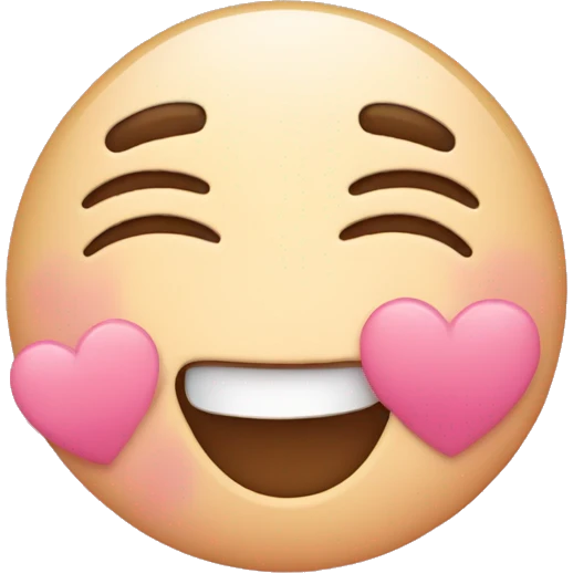 blushing with pink hearts and giggling emoji