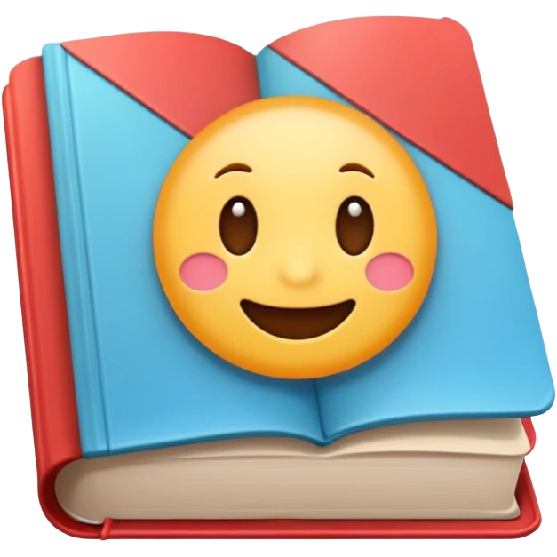 Cute cartoon-style emoji of an open book. Rounded shapes, soft shadows, glossy colorful texture, Telegram emoji style. emoji