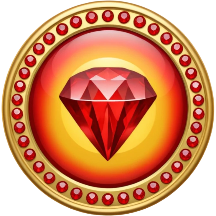 Make a round badge for a paid subscription out of gold with red diamonds and the number level 4. emoji