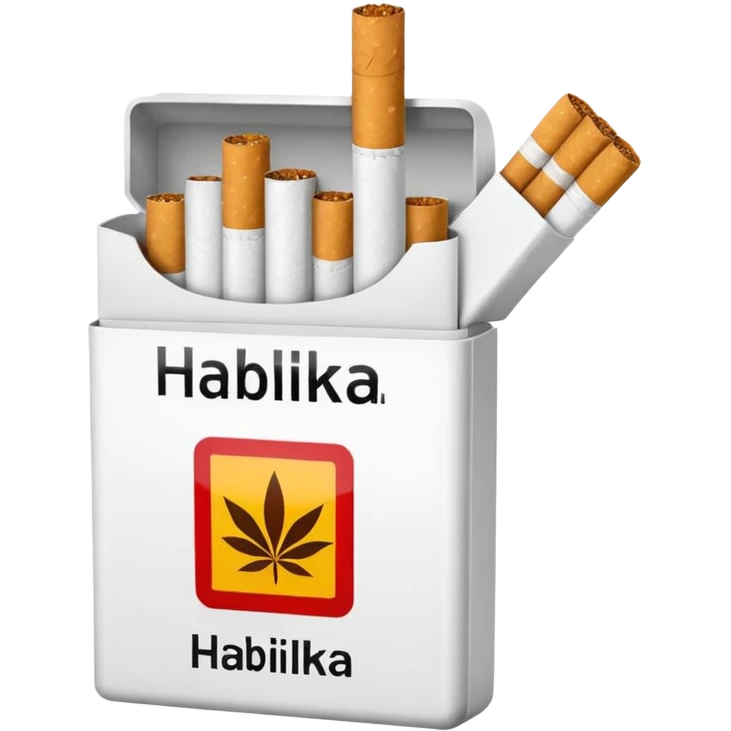 Создать emoji картинку с пачкой сигарет с надписью «HABILKA” на фиолетовом фоне emoji