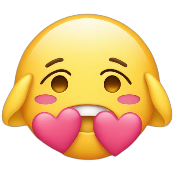 Shy emoji with hearts emoji