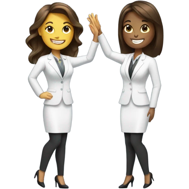 businesswoman duo brunette girls celebrating emoji