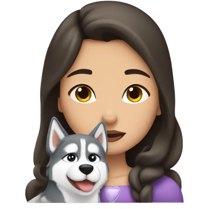 brunette Sleeping beauty girl with Husky   emoji
