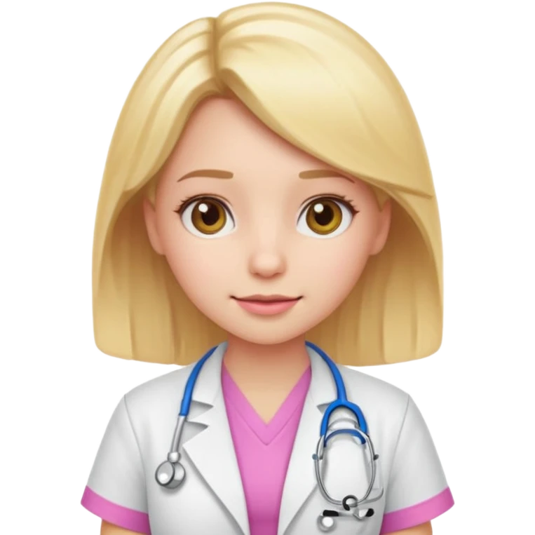 A cute emoji-style girl doctor with light blonde hair and pink medical wear emoji