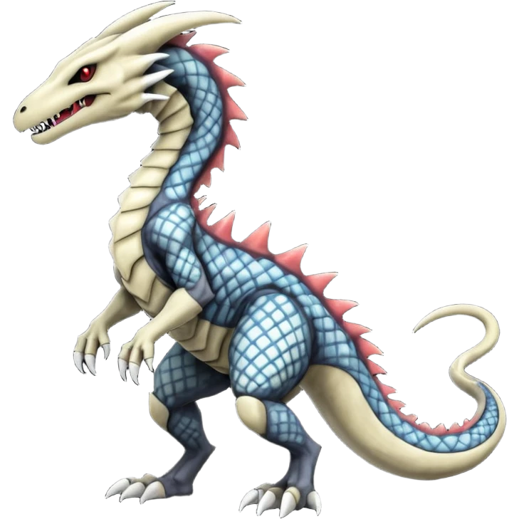 Marowak-Sergal-Salandit-Xenomorph-hybrid-fantasy-creature (full body) with colored scale pattern markings emoji