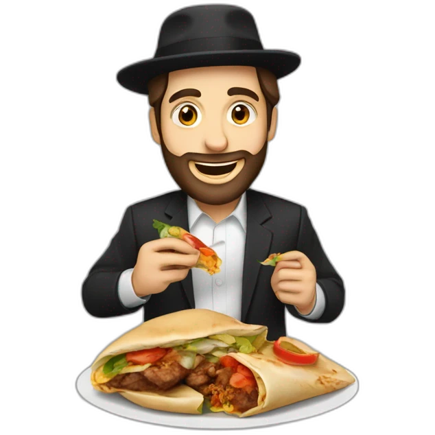 A orthodox jewish man eating döner kebap emoji