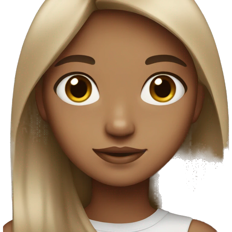 Girl white and brown skin brown hair brown eyes emoji