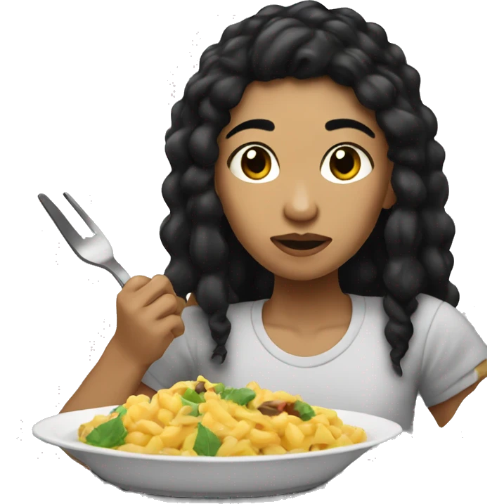 Lightskin with black hair eating emoji