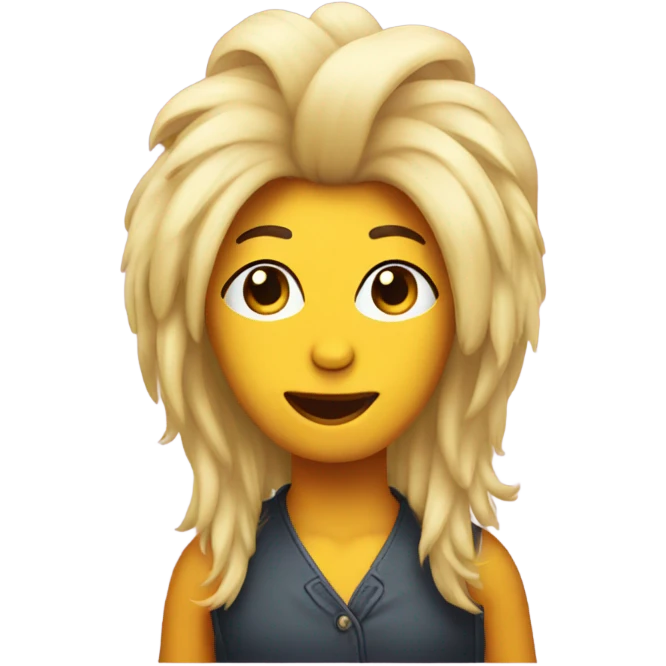 A chicken wearing a wig of long blonde hair emoji