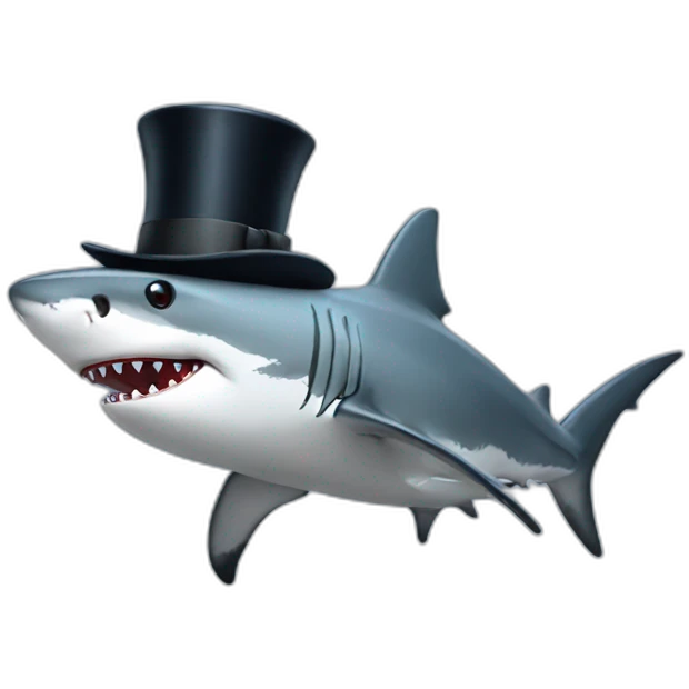 Shark with a top hat emoji