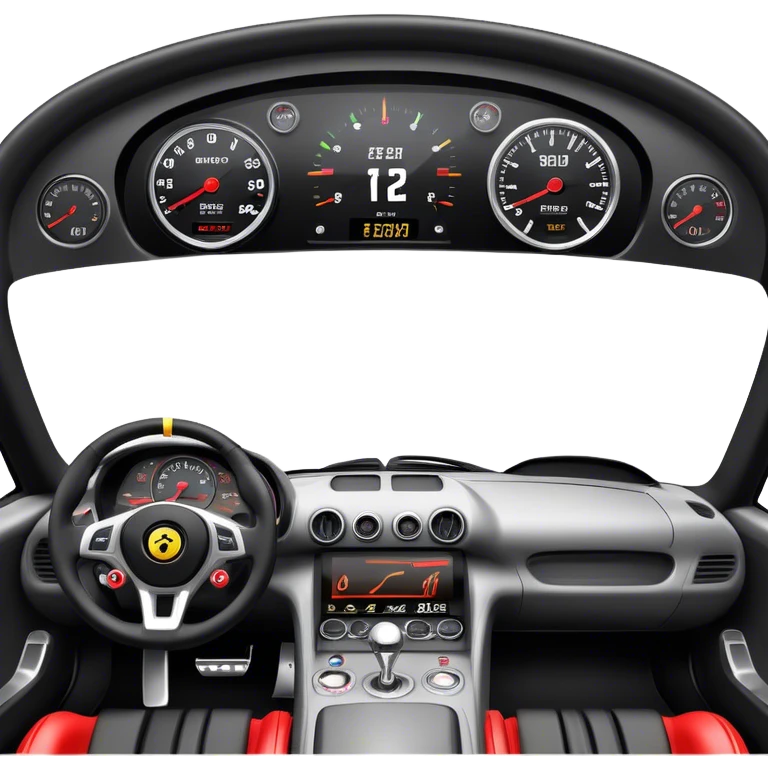 An icon showing a racing game interface, inspired by Grand Turismo. The design features a garage with a selection of high-performance cars, along with race track visuals in the background. Speedometer, lap timer, and other HUD elements add to the excitement. Transparent background emoji