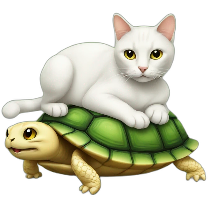 Cat on turtle emoji