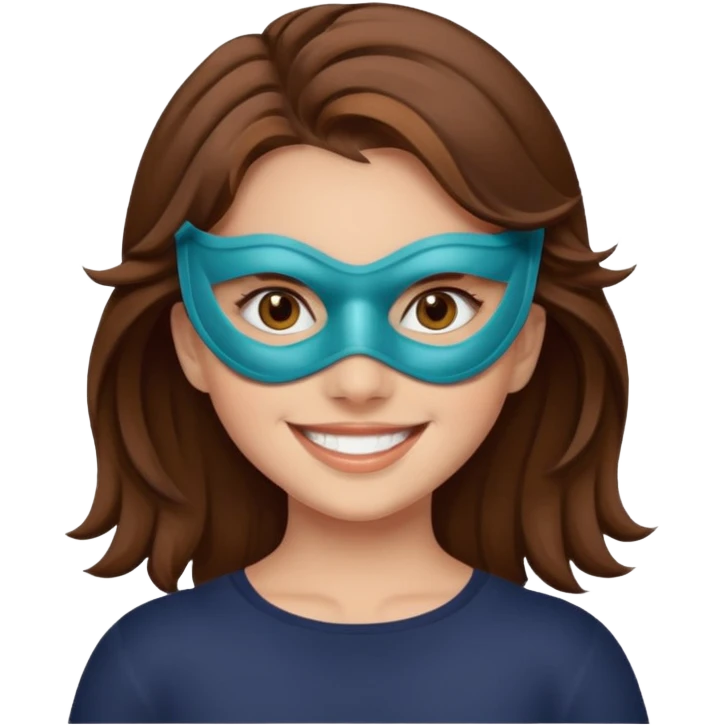 brown haired girl with a mask emoji
