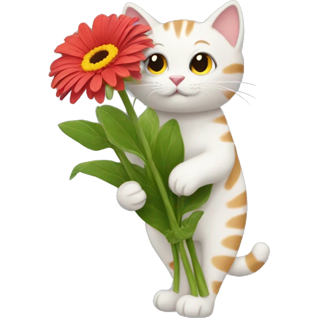 Cat carrying gerbera bouquet  emoji