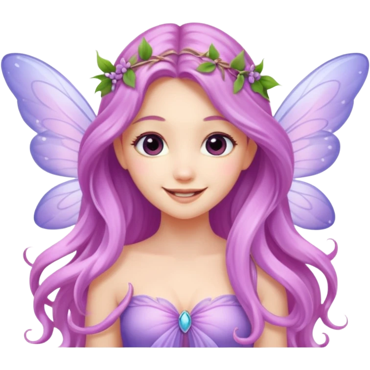 Lilac and pink fairy with wings but you can see her whole body and make her super pretty with long hair  emoji