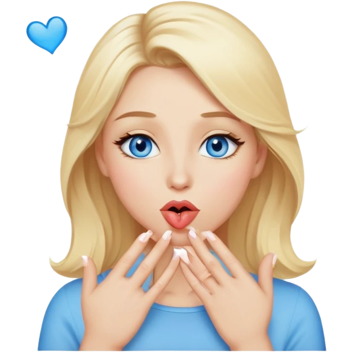 blonde woman with blue eyes and blonde hair blowing kisses emoji