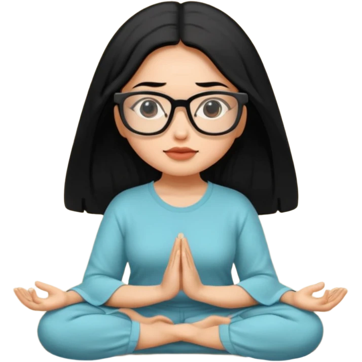 A Mexican woman with black hair and big square glasses meditating  emoji