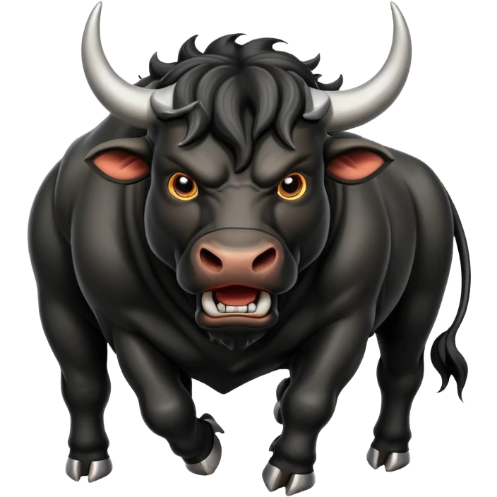 angry black bull preparing to charge emoji