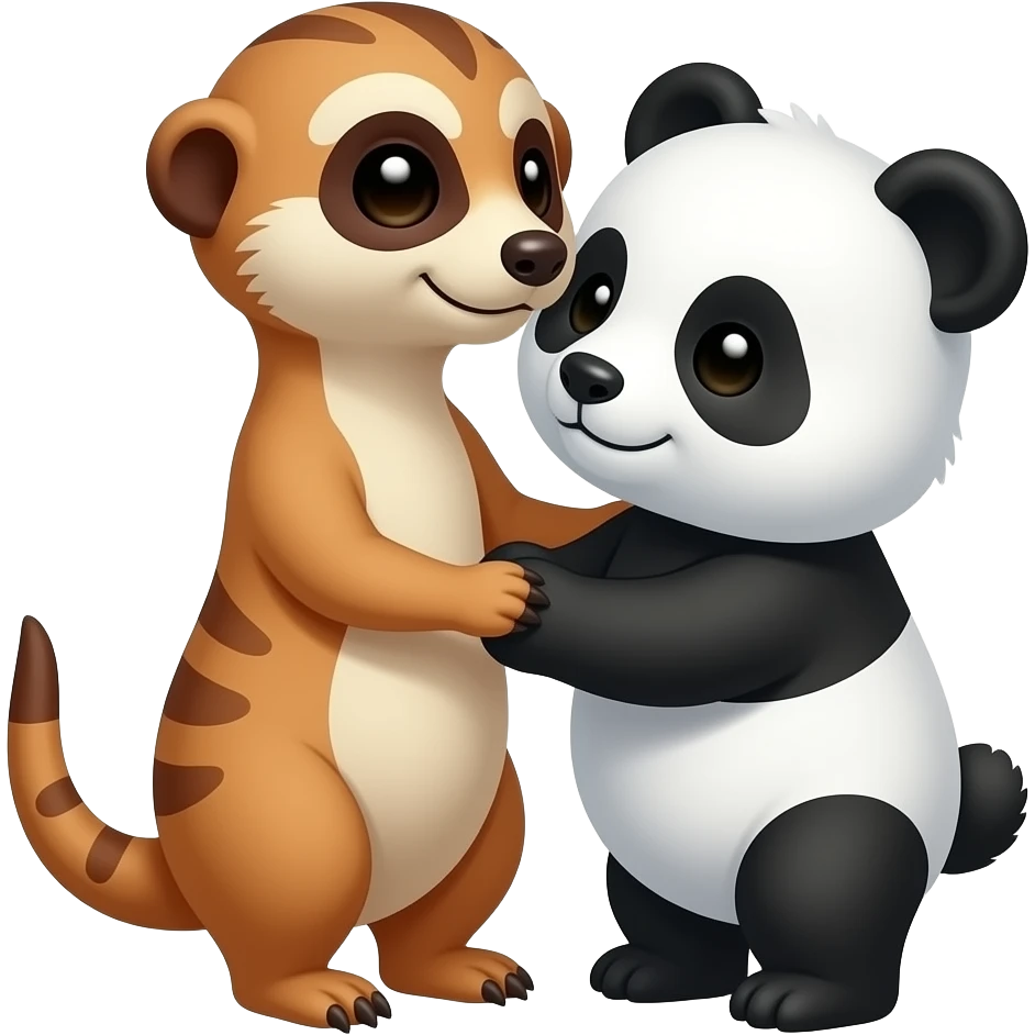 meerkat and panda in love. make the panda smaller than the meerkat emoji