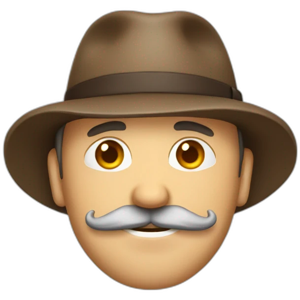 Middle age man with faded hair loss and moustache brown and wearing hat emoji