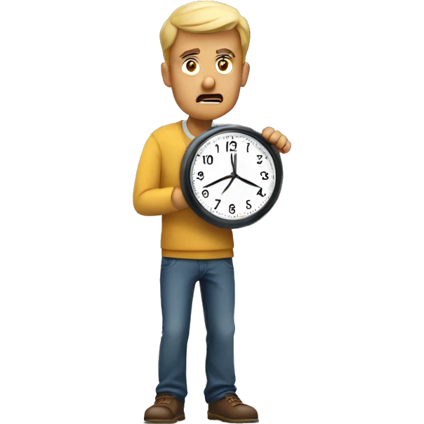 man frustrated for checking his watch or the clock, showing he doesn't have much time emoji